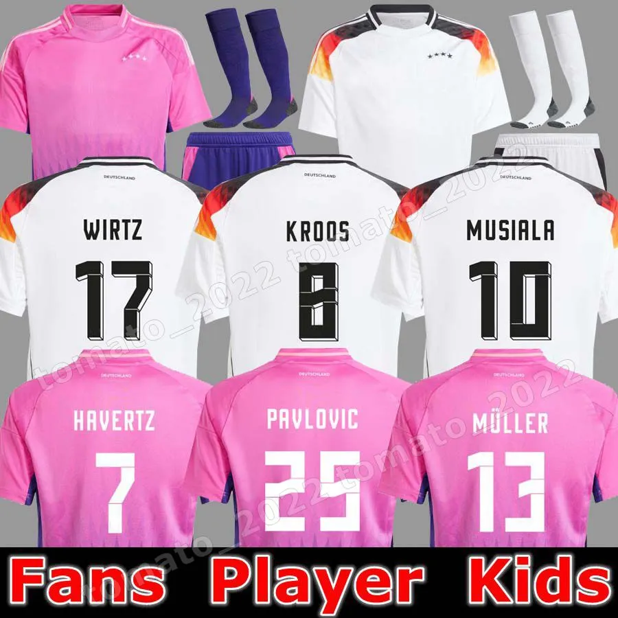 2024 Germanys Soccer Jerseys 2024 Ans Player Version Hummels Kroos Gnabry Werner Musiala Muller Havertz Wirtz Pavlovic Gundogan Men Football Shirts Kids Kits 2024