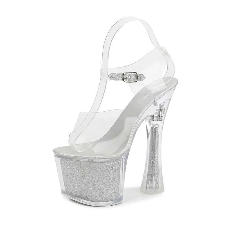 Elbise Ayakkabı Yürüyüş Şovu Artifact Model Yüksek topuklu sandaletler kalın topuklu 17 cm seksi payetler platform kadınlar yeni 2020 yaz H240321ZS637GKI