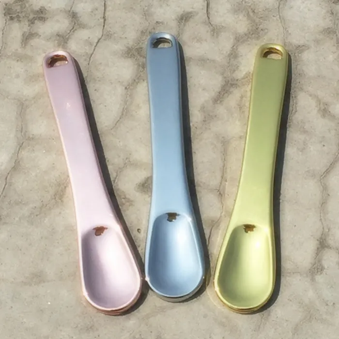 Newest Mini Smoking Colorful Zinc Alloy Spoon Spice Powder Shovel Portable Scoop Innovative Design Oil Rigs Nails Straw Snuff Snorter Sniffer Pipes Tool DHL