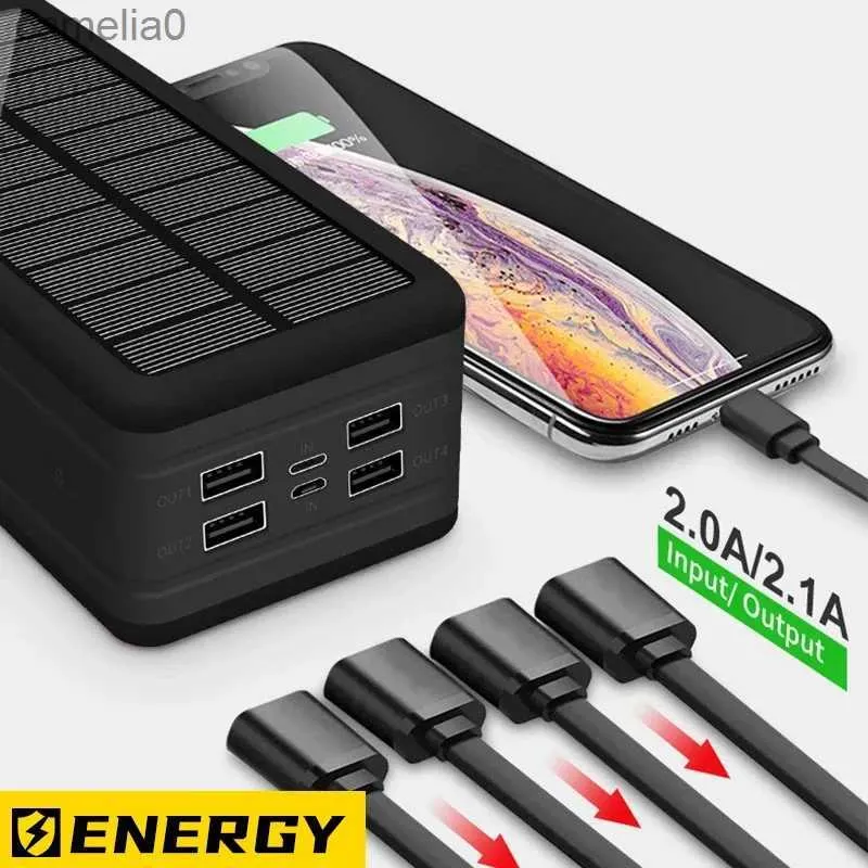 Cell Phone Power Banks 80000mAh free delivery intelligent fast charging solar energy waterproof mobile power supply PLY LED light external batteryC24320