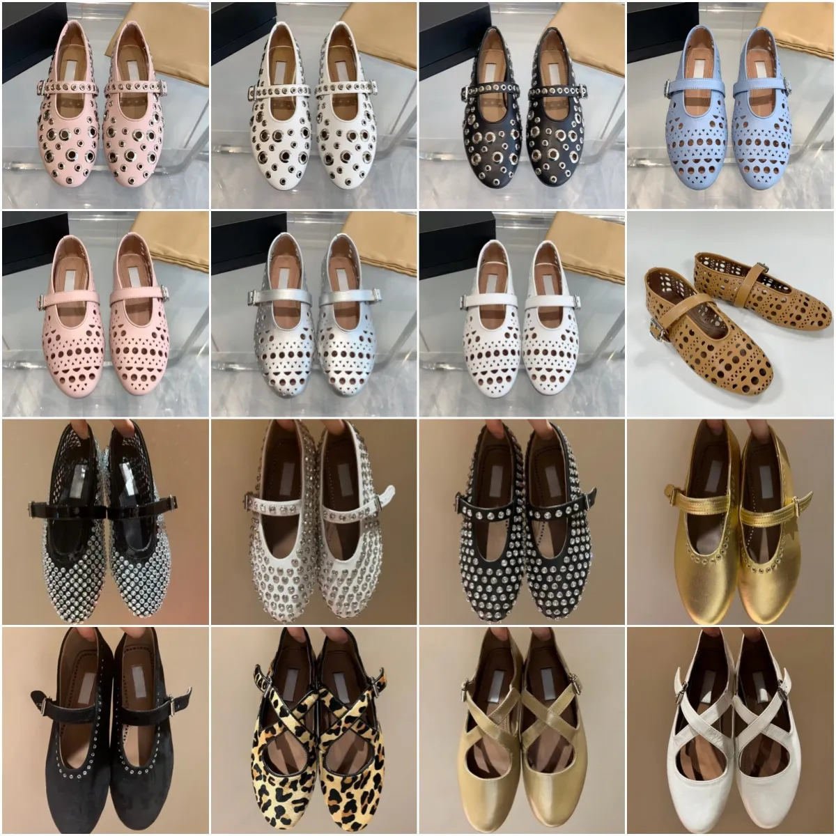 10A Premium-Qualität Designer-Ballettschuhe für Damen Frühling Sommer Herbst Schuhe mit flacher Sohle und Kreuzgürtel 25902-3-5-1-7