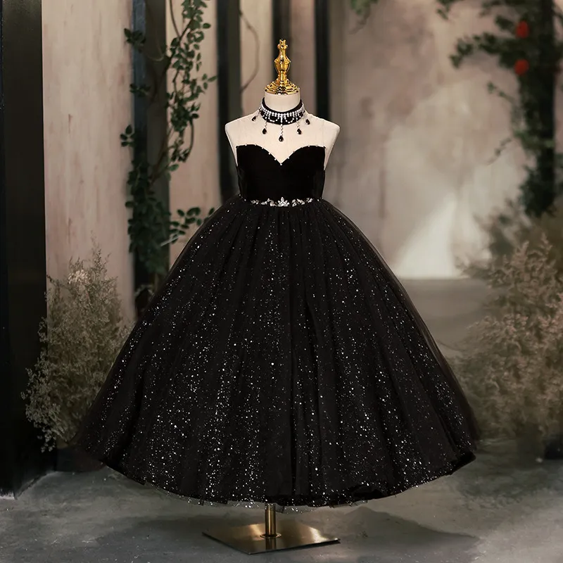 parlak çiçek kız elbise nedime parti pageant elbiseler siyah ilk kutsal cemaat elbise gençler pageant elbiseleri doğum günü parti elbise düğün yemek atası elbisesi
