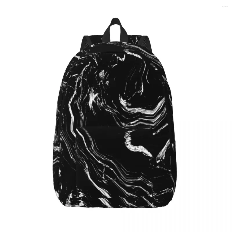 Mochila Marble Art Preto Masculino Escola Estudante Feminino Grande Capacidade Laptop