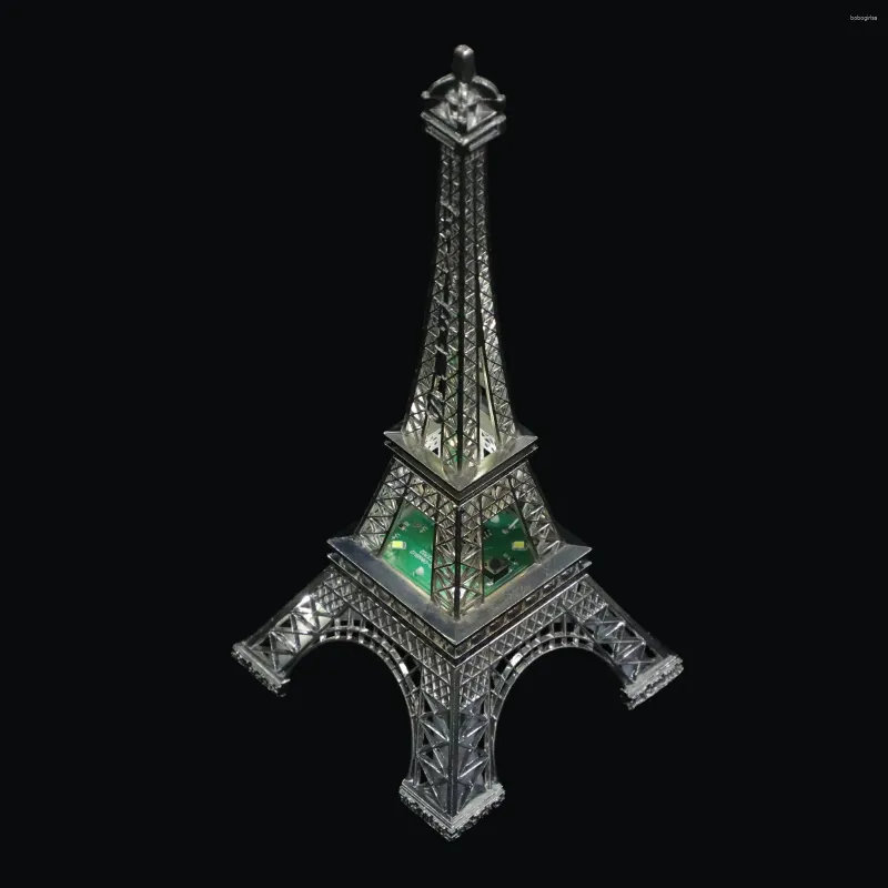 Estatuetas decorativas Torre Eiffel Luz Noite Mesa Mini Acrílico Decoração Desktop Up Lamp Paris Brilhante Crianças Led Romântico Modelo Metal Building