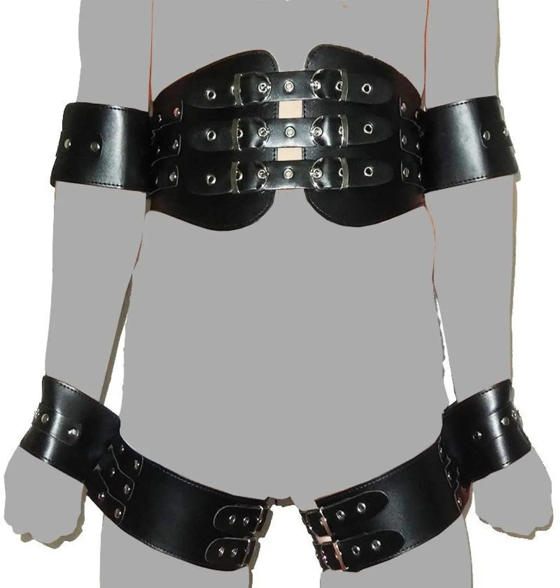 BDSM Fetish Bondage Set Leather Double Restraints Straps for Couples Arm to waist Wrist to leg Hogtie Cuffs Slave Porn Sex Toys4040815