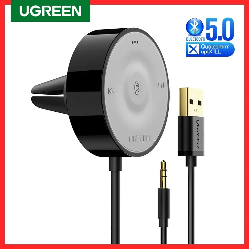 Haut-parleurs UGREEN Bluetooth 5.0 Kit de voiture récepteur aptX LL sans fil 3.5 adaptateur AUX pour haut-parleur de voiture USB Bluetooth 3.5mm Jack récepteur Audio