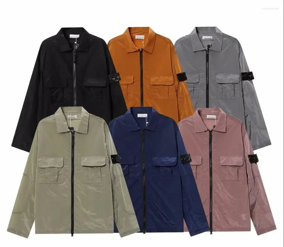 Jaquetas masculinas de alta qualidade metal nylon camisa funcional jaqueta de bolso duplo protetor solar reflexivo blusão