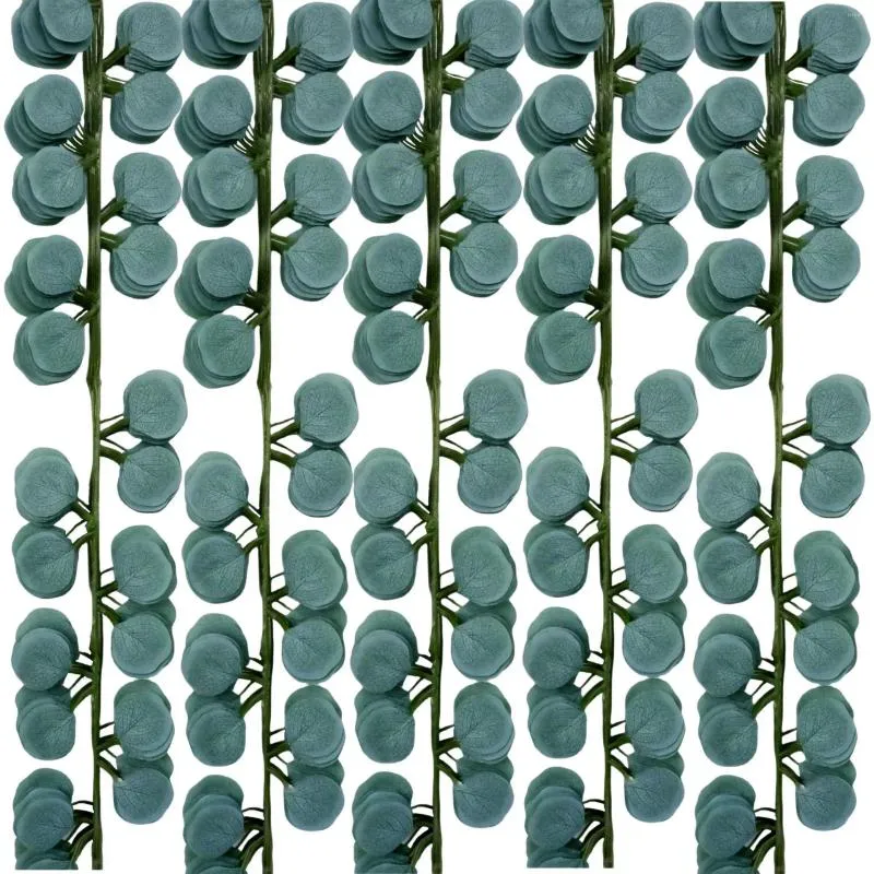 Dekorativa blommor simulerade eukalyptus vinrankor bröllopsdekorationslayan lämnar 72 tät