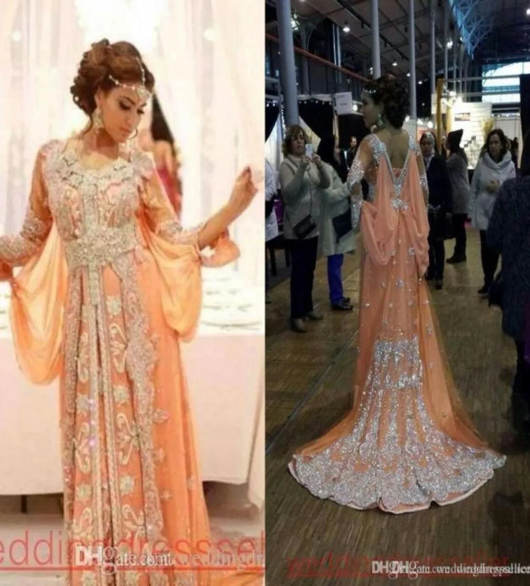 Elegant Kaftan Abaya Arabic Evening Dresses Beaded Sequins Appliques Chiffon Long Formal Gowns Dubai Muslim Prom Dresses3702448