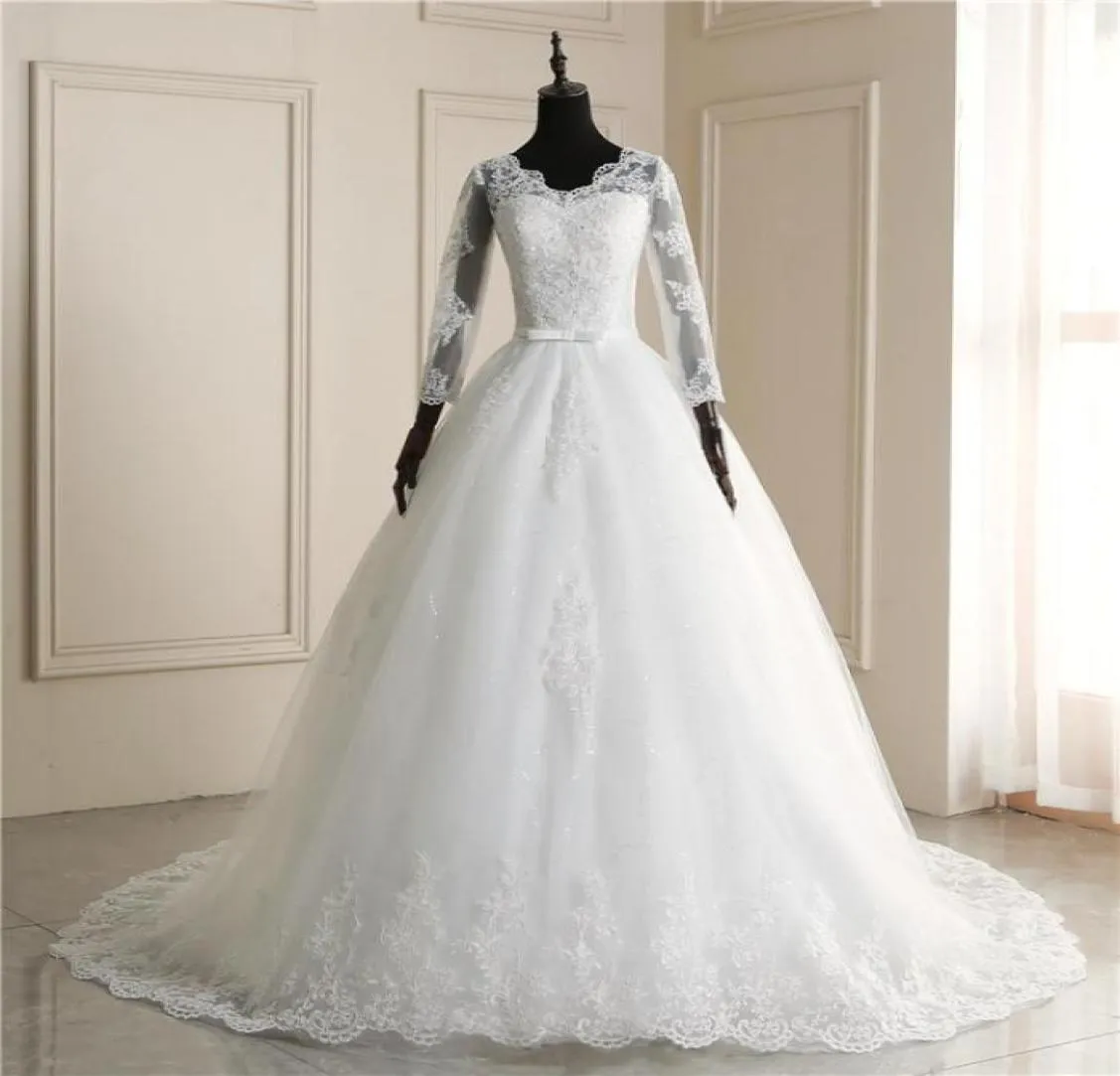 New Spring Light Wedding Dress 2020 Vestidos de Novia New White Bride V Neck Dream 공주 간단한 긴 소매 레이스 아플리케 T0045515431