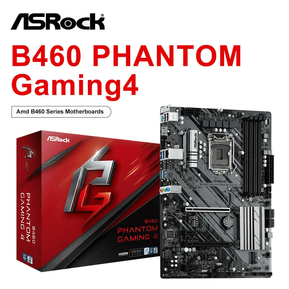 Asrock B460 Phantom Gaming 4 Intel B460 128GB سطح المكتب اللوحة الأم LGA 1200 SATA III M.2 10th Gen Intel Core CPU Placa Mae