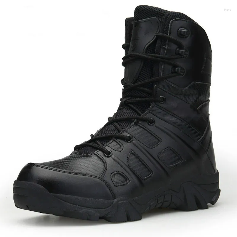 Fitness Shoes Men Tactical Military Boots Winter Leather Waterproof Desert Combat Army Work Mens Ankle Boot Man Plus Size