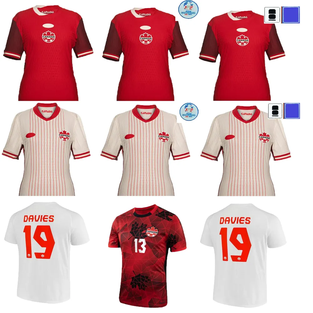 Nova camisa de futebol do Canadá LARIN Maillot de Foot 2024 Copa America Cup MAN Kit 2025 Camisa de futebol da seleção canadense 24/25 Home Away BUCHANAN DAVIES DAVID