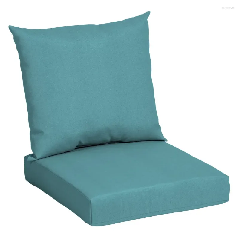 Pillow Mainstays 45" x 22,75" Türkisblaues, rechteckiges, zweiteiliges Outdoor-Sofa mit tiefem Sitz