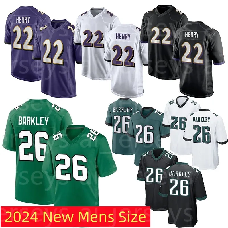 26 Saquon Barkley 22 Derrick Генри футбольные майки 2024 новые сшитые трикотажные изделия мужские размеры S M L XL 2XL 3XL