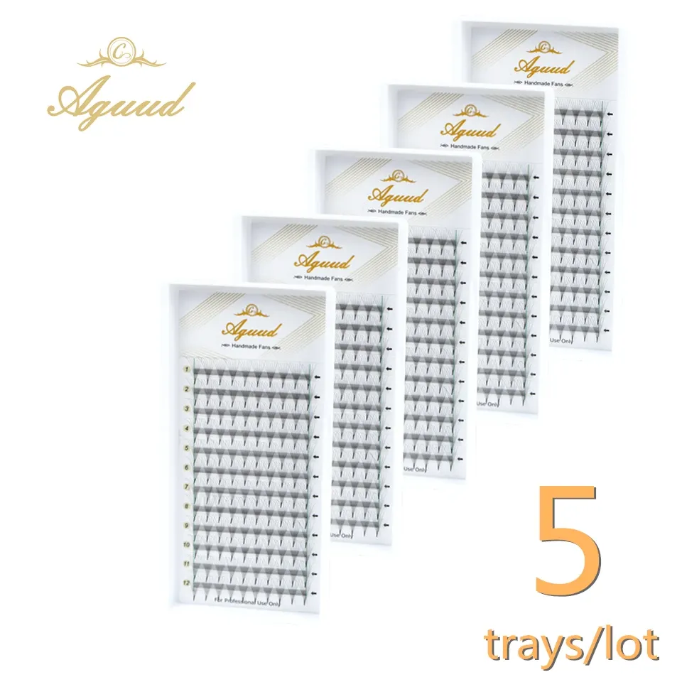 Ögonfransar Aguud 600/1200 fans Thin Roots Slim Base Premade Fans Lash Medium STEM SPARP POINY BASE PROMADE VOLUME FANS EYCLASH EXTENSIONS