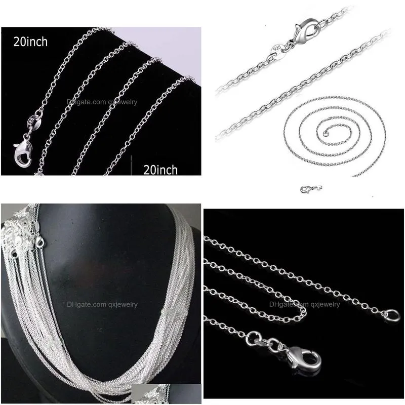 Kedjor 100st 925 Sterling Sier 1mm Rolo Chain Necklace For Women Men smycken 40cm 45cm 50 cm 55 cm 60cm lång fit hänge 5 storlekar dropp DHFE1