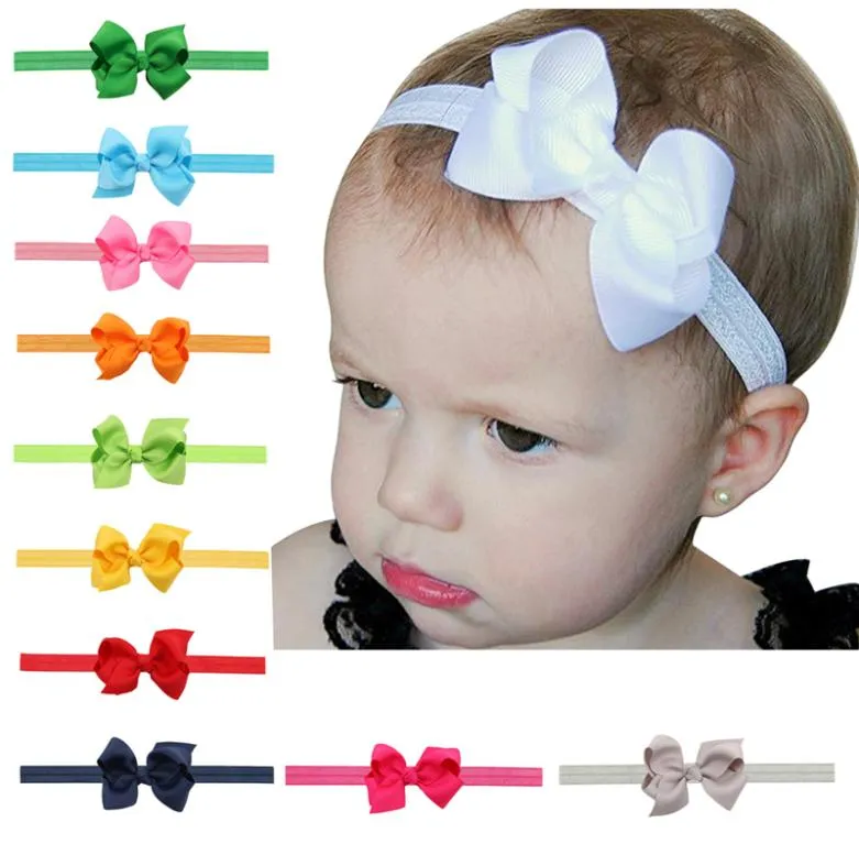 Neugeborene Baby Mädchen Stirnbänder Blume Kinder Ripsband 8 cm Bogen Elastische Kopfbänder Kinder Bowknot Haarbänder Kinder Haar Accessor9390110