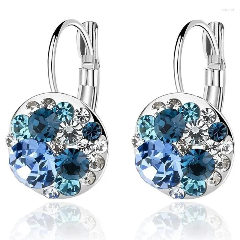 Boucles d'oreilles à clous en cristaux d'argent, à la mode, à levier, cerceau, bijoux de fête, cadeaux pour femmes