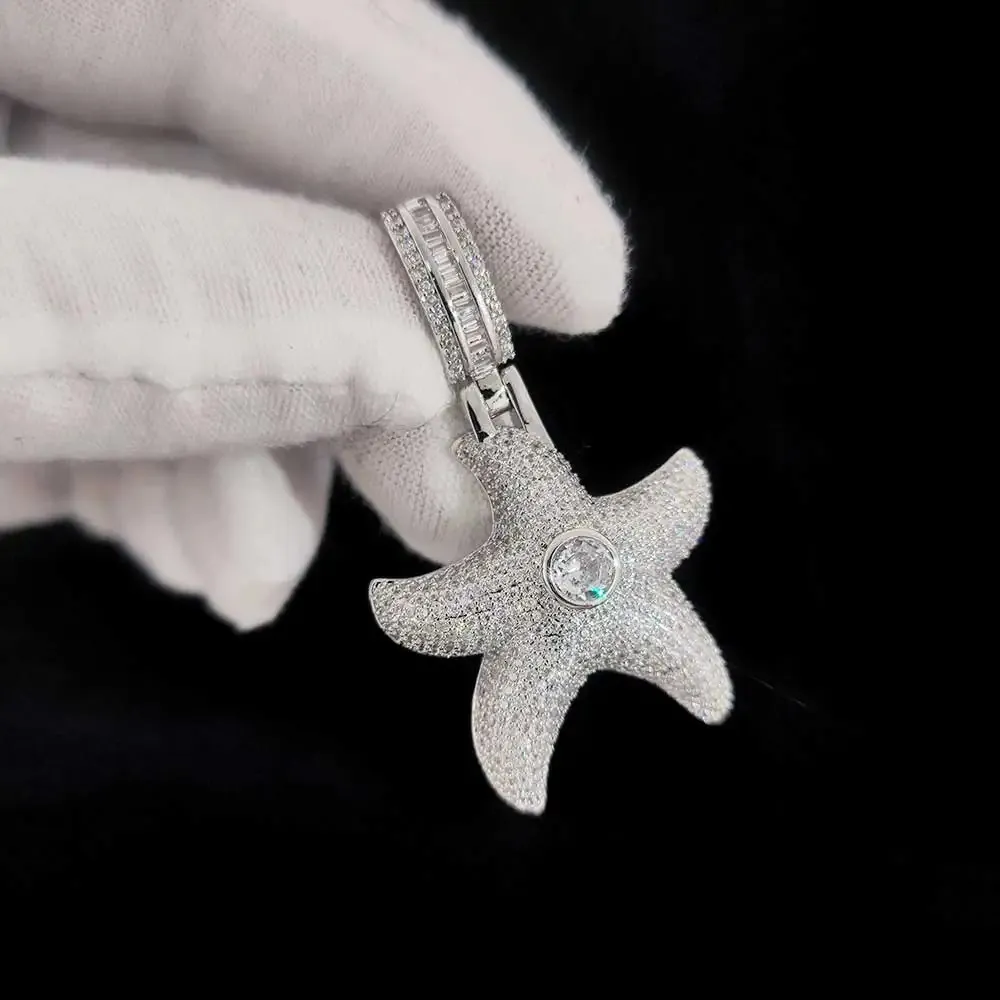 Starfish Shape Fashion Jewelry High Quality Hip Hop NeutralAnimal Pendent Necklace With Tennis Chain 240315
