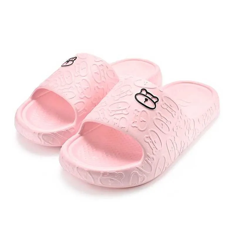 Chinelos de verão homens flip flops dos desenhos animados sapatos macios para mulher bonito urso indoor outdoor wear grosso praia slides sandálias h24032501