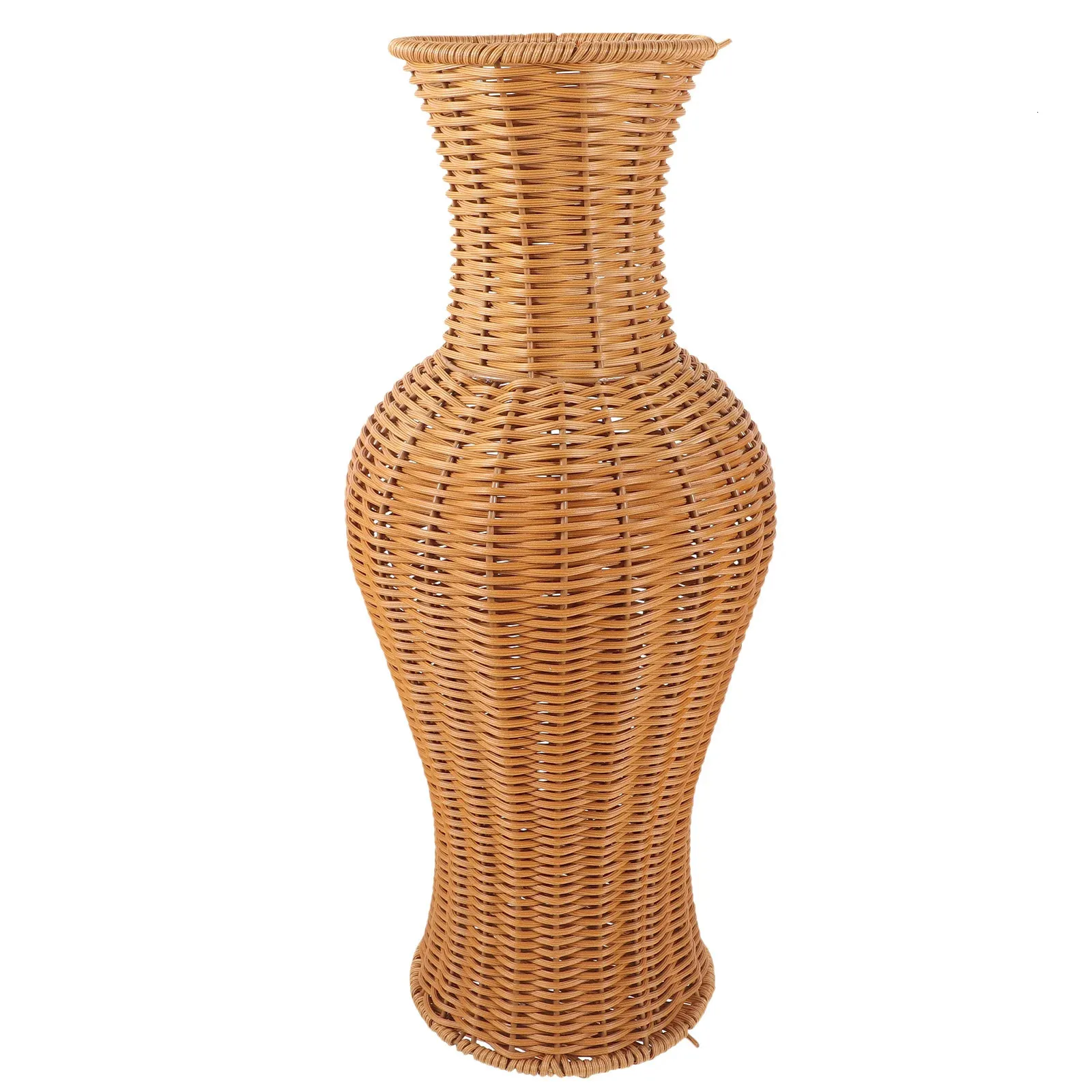 Rattan Woven Flower Vase Rustic Arrangement Containers Stora golvdekorativa imitation Vicker Tall Y240318