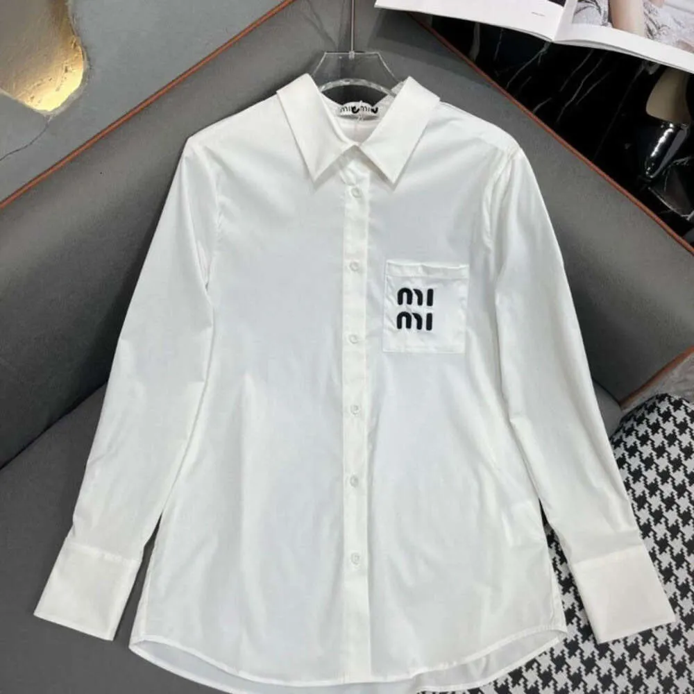 Designer Shirts Women Shirt Fashion Pocket Letter Embroidery Long Sleeve Shirt Loose Slim Fit Commuter Coat Tops Size S-L