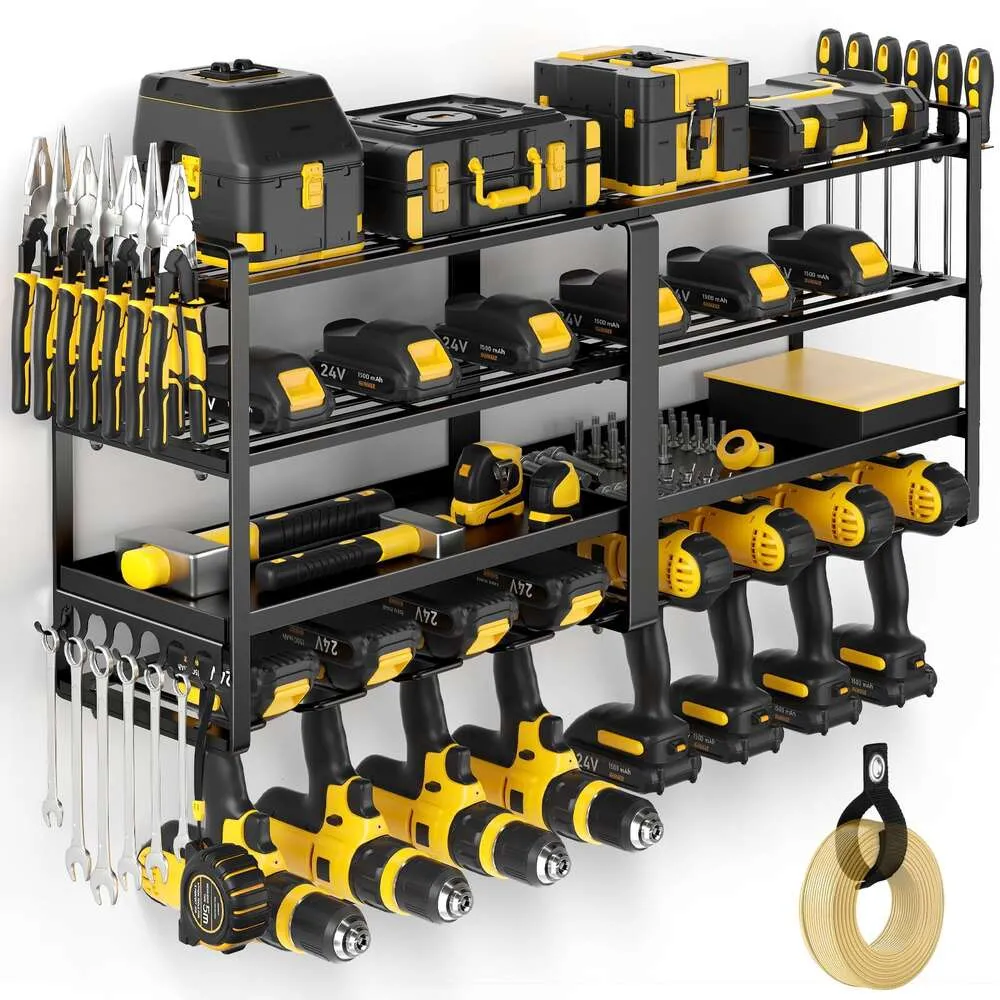 POKIPO Power Wall Mount, Extended Large Heavy Duty Holder, 4 Layer Tool Organizer and Storage, Utility Racks Suitable for Workshop, Garage Cordless Drill