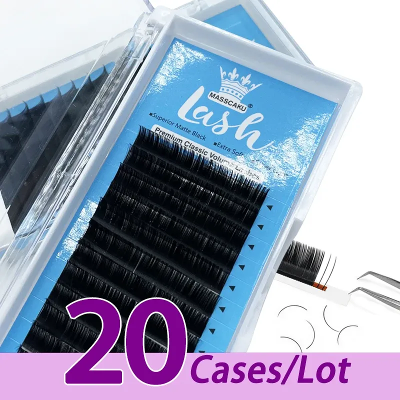 Eyelashes 20case/lot MASSCAKU sell 820mm classic eyelash extension private label eyelash extensions accept custom eyelash extensions