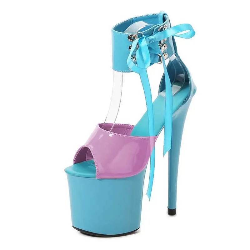 Elbise Ayakkabı Seksi Topuklu Platform Sandalet Kızlar İçin Summer 2021 İnce 20cm Süper Yüksek Topuk Dantel Up Fringe Party Düğün H2403215ctr