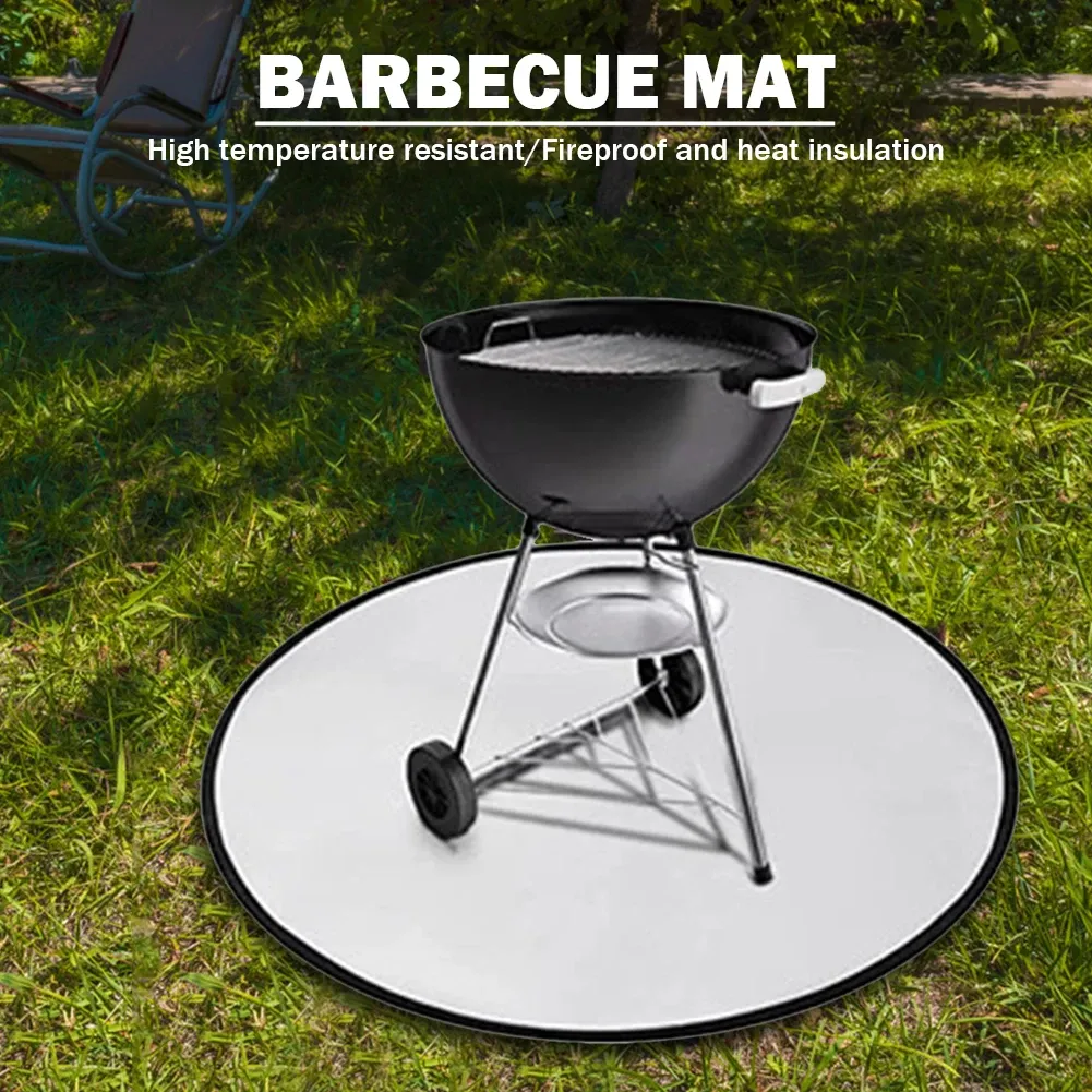 Matte Camping Feuerfeste Grillmatte Leicht zu reinigender Hitzeschild-Teppich Langlebige feuerfeste Herd-Grillmatten-Decke für Picknick-Grill im Freien