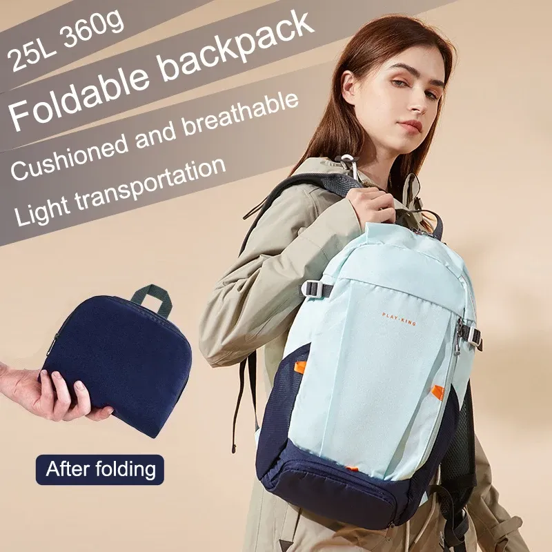 Bolsas de mochila de estudiantes plegables portátiles para mujeres, bolsa de compras de ocio de deportes de viaje al aire libre, bolsa de senderismo de campamento, 25L