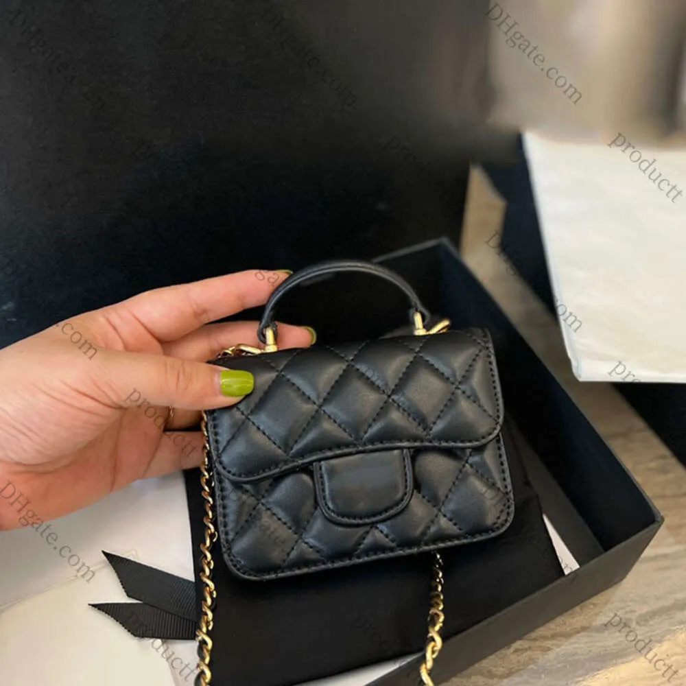 2022Ssw Classic Mini Flap Vainty Coin Purse Bags Lambskin Top Handle Cosmetic Case With Gold Metal Hardware MatelassE Chain Crossbody Shoulder Sacoche Handbags 12C