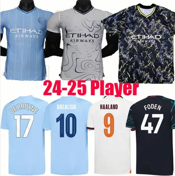 En Kalite 24 25 En İyi Kalite Haaland Futbol Forması Grealish Sterling Mans Şehirleri Mahrez Hayranları Oyuncu Versiyonu De Bruyne Foden 2023 2024 Futbol Üstleri Gömlekler