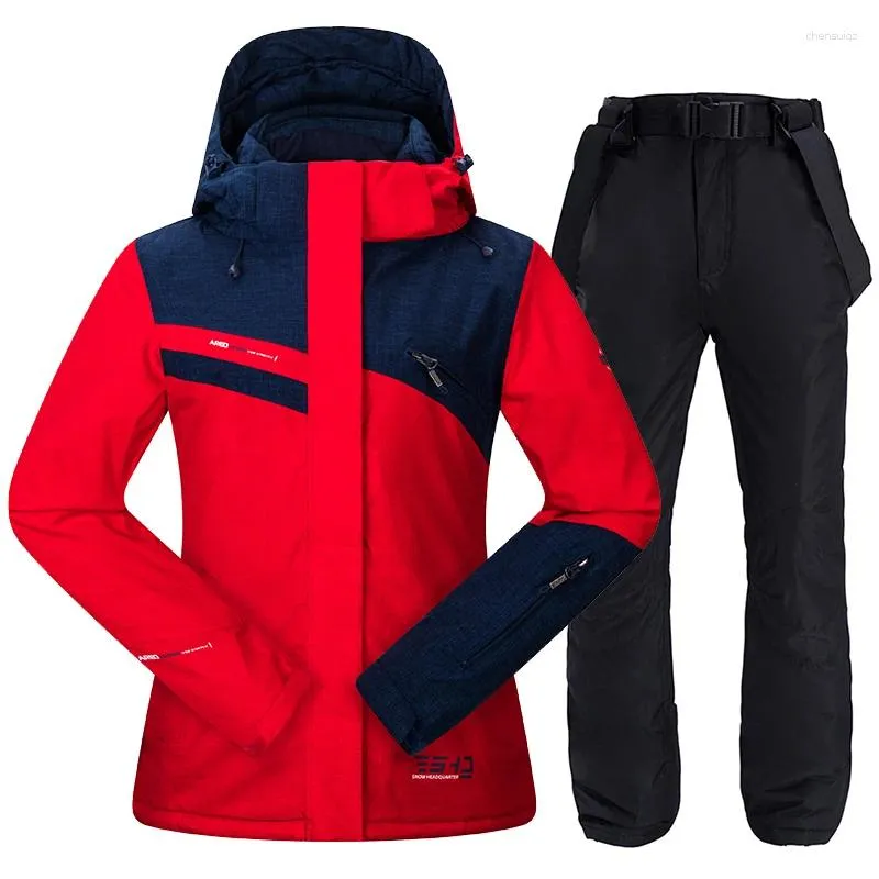 Giacche da sci Tuta da sci per donna Pantaloni da snowboard Tute impermeabili antivento Sport invernali femminili Set caldo e spesso