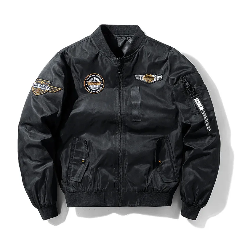 الهيب هوب سترة الرجال عالي الجودة الجيش البحرية أبيض للدراجة النارية MA-1 Pilot Men Baseball Bomber Jacket Men M ~ 7xl 240309