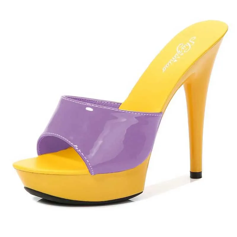 Zapatos de vestir para mujeres zapatillas 2020 tacón fino de verano de 13 cm plataforma de patente de cuero bombas de cuero sexy tacones de hihg sandalias H2403213QHJY2SH