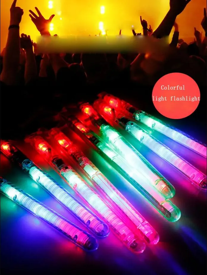 Yedi renk LED LIGHT Up Up Lays Glow Sticks Yanıp Sönen Konserler Çılgın Parti Doğum Günü Büyük Şeffaf Kayış Halat Parti Malzemeleri Renkli Halat Flash Stick