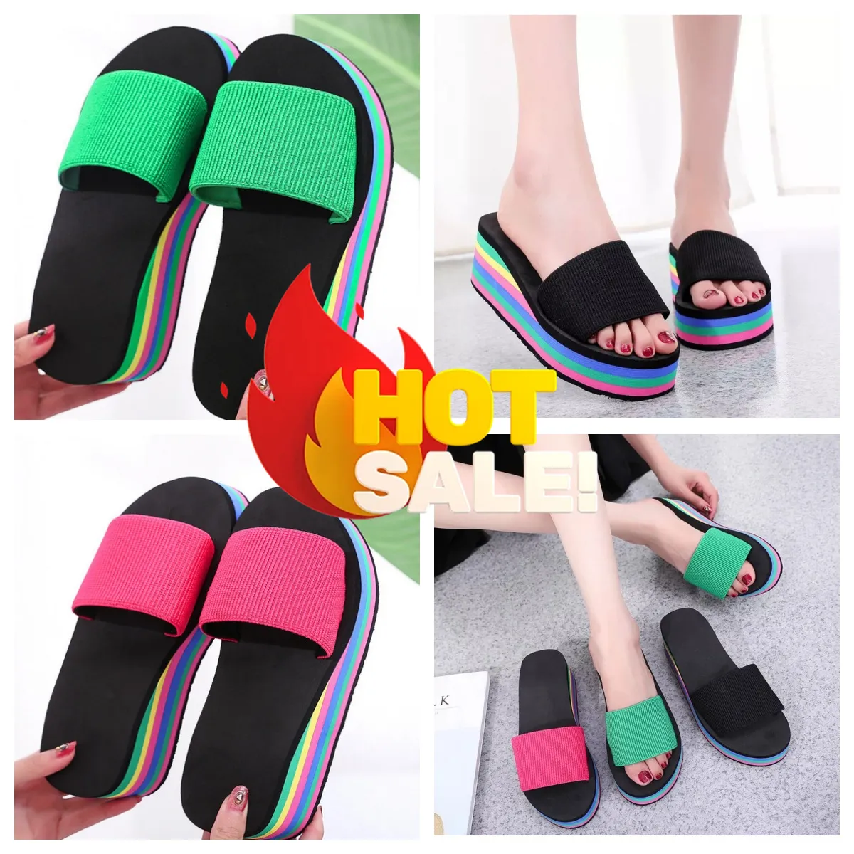 Tofflor kvinnors ensidiga flip flops sommar tjock sula sandaler ytterkläder casual strand gai flip-flo plattform svart färgglada sandbeach bigsize utomhus eva