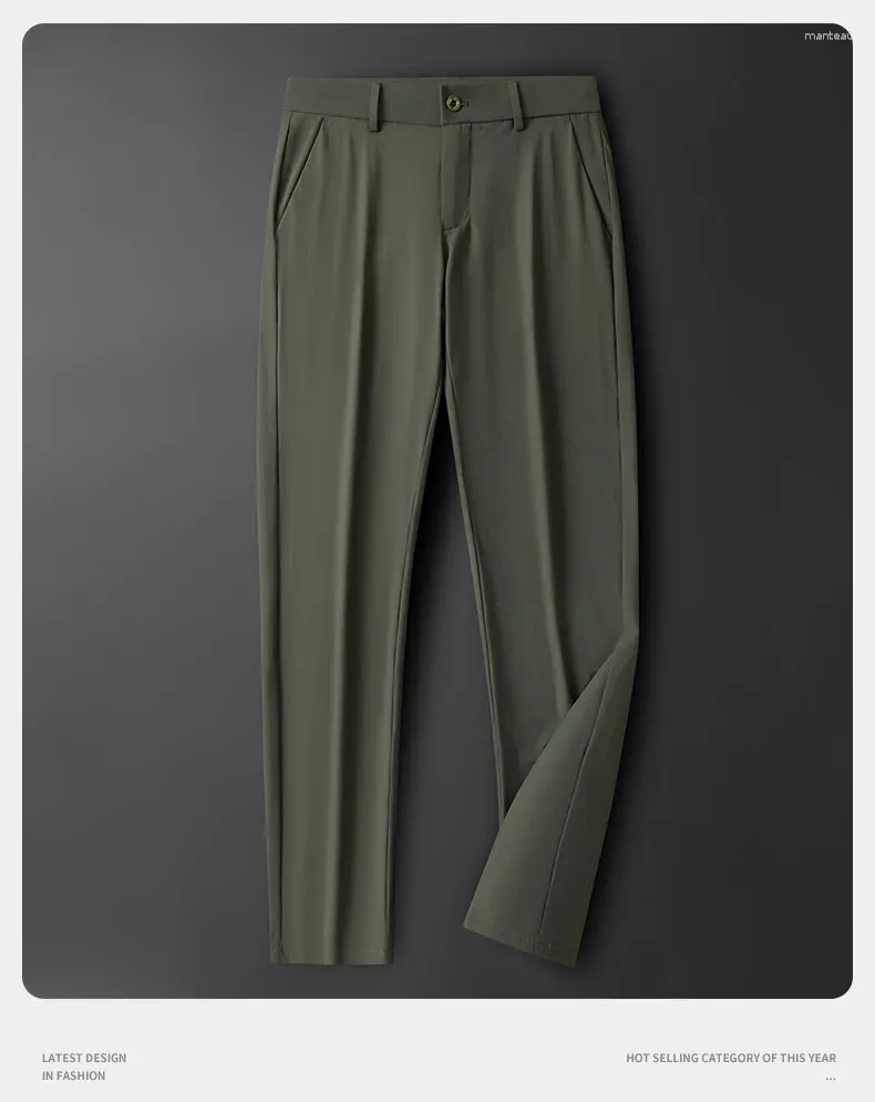 Męskie spodnie światło w stylu biznesowym Sprężyna i jesień cienki prosty swobodny 2024 Summer High Elastic Slim Fit For