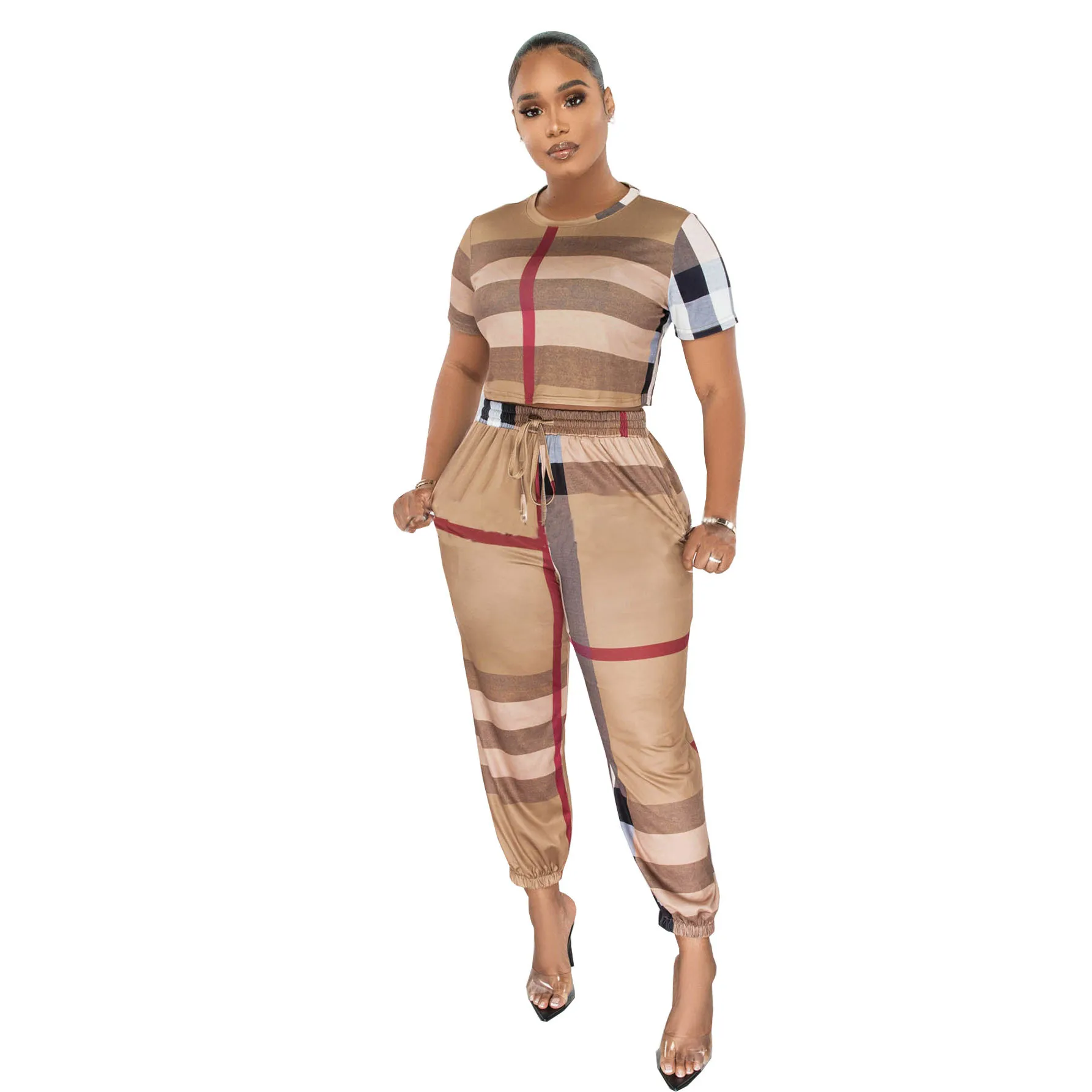 Femme Survêtement Deux Pièces Chemises Pantalons Tenue Femmes Casual Yuja Crop Tops et Legging Ensemble Survêtements Combinaisons Causal costumes d'entraînement