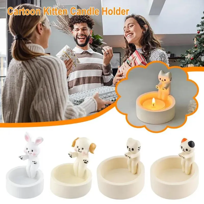 Candle Holders Cartoon Holder Cute Dom Home Prezent Odeporacja ciepła Odporna na świecznik rzemiosła E2v0