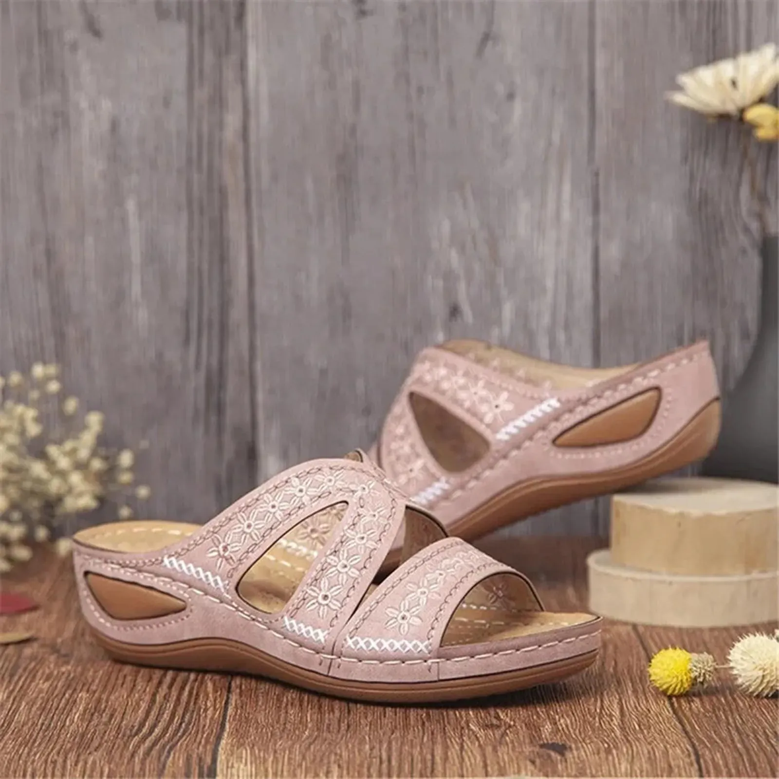 Flops Summer Femmes Cour Sandales Premium Orthopedic Open Toe Sandales Vintage Casual Female Platform Retro Chaussures