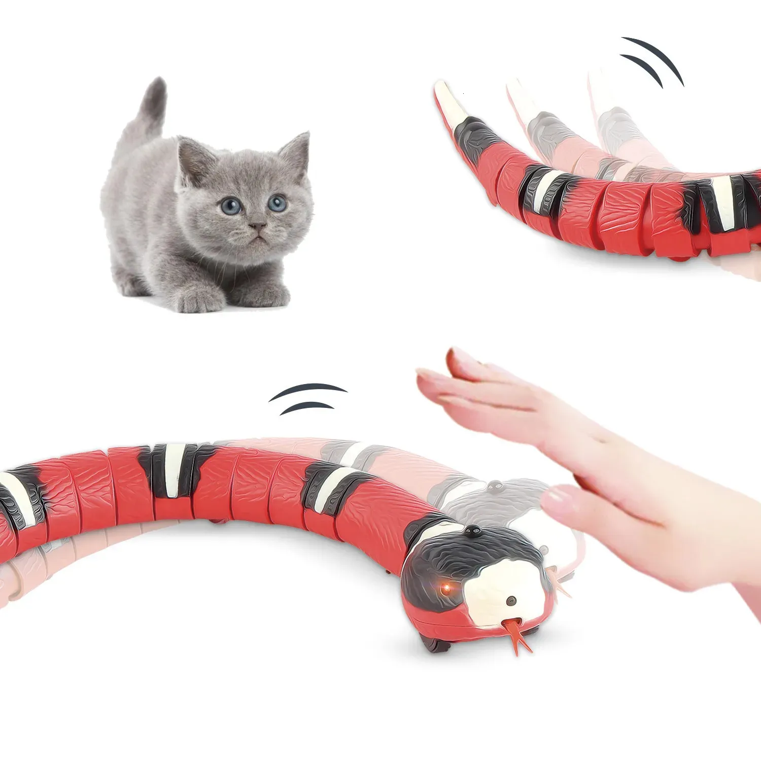 スマートセンシング猫おもちゃインタラクティブエレトロニックヘビキャットティーザー屋内プレイ子猫usb cats子猫240315のために充電できる