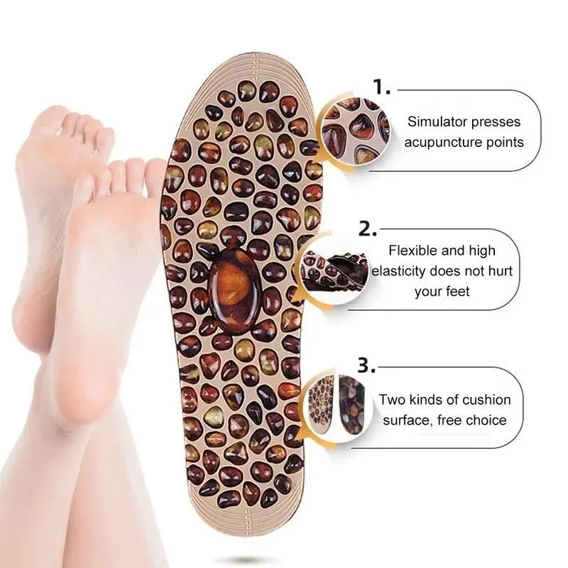 2024 Acupressure Magnetic Massage Foot Therapy Reflexology Unisex Insole Shiatsu Pain Insoles Relief Massager Therapy Pebble