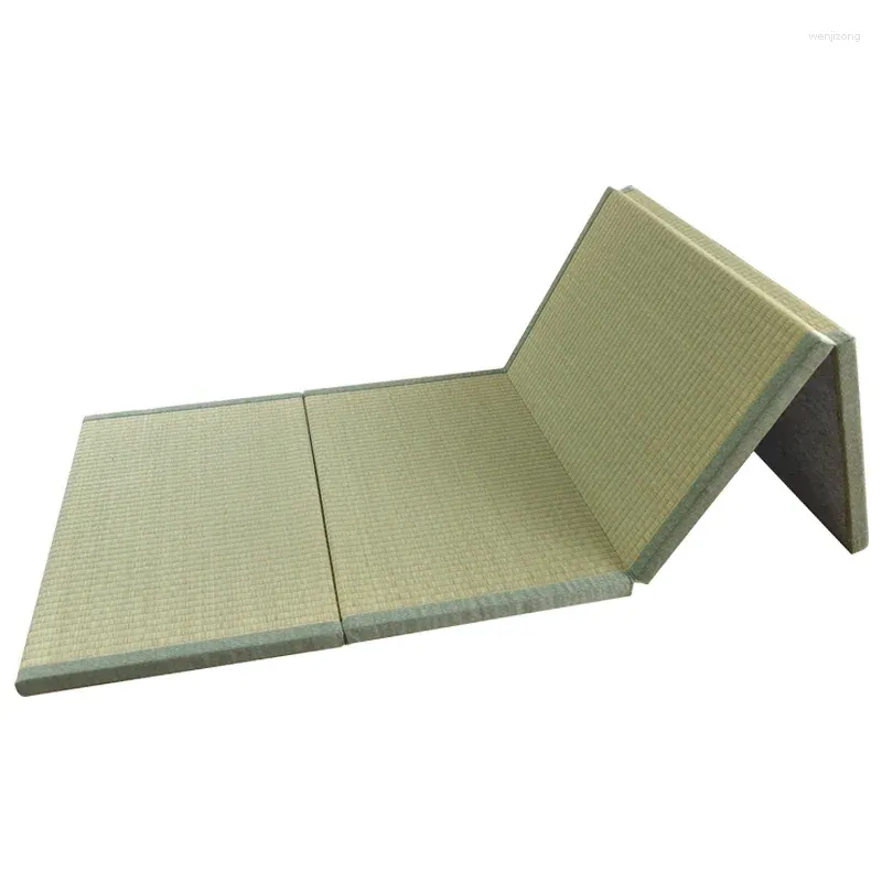 Tapis Tapis de matelas de tatami traditionnel rectangulaire grande paille de sol pliable pour le sol de couchage de yoga