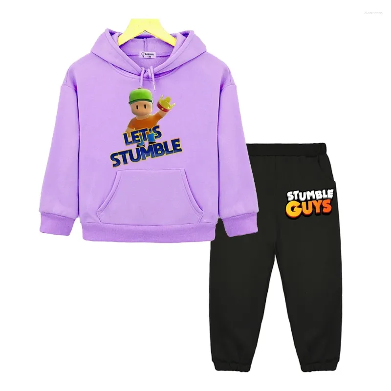 Clothing Sets Stumble Guys Hooded Fleece Sweatshirt Anime Hoodie Kids Boutique Clothes For Boy Girls Autumn Children