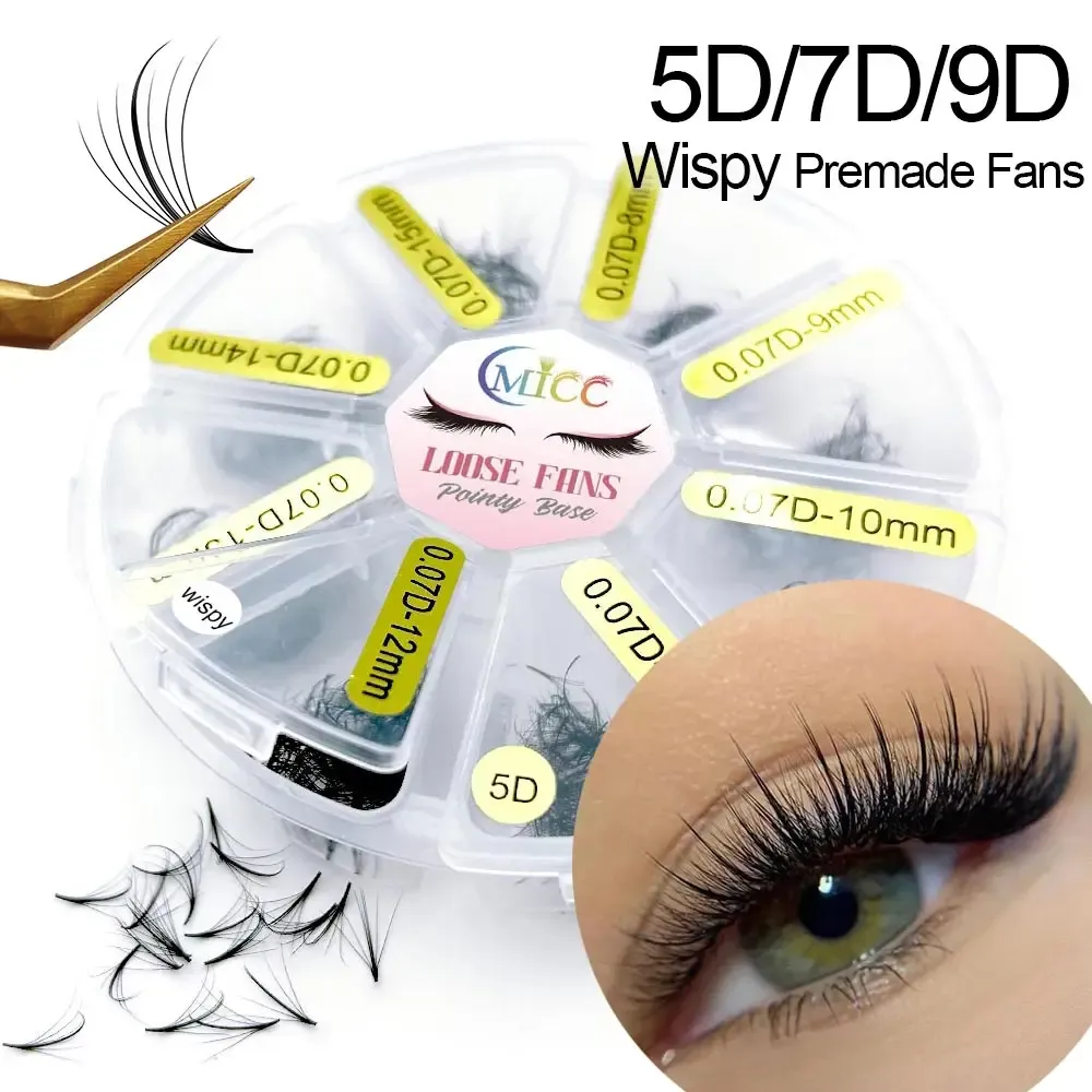 Ciglia 5D/7D/9D 815mm Lunghezza mista Sandwich Premade Volume Wispy Fans Estensione ciglia Punte naturali fatte a mano Estensione ciglia finte