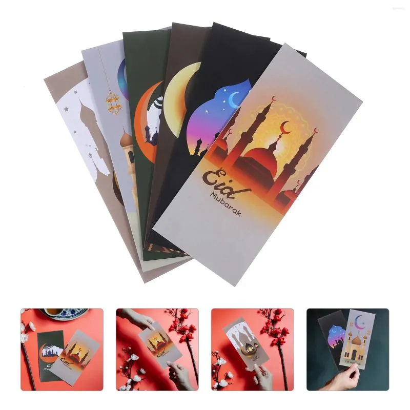 Envoltório de presente 36 Pcs Cartões Eid Party Red Envelope Mubarak Papel Envelopes Recibo Saco Enchimento Al-Fitr