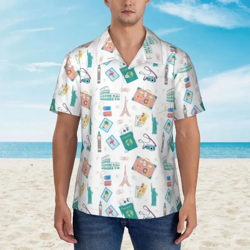Męskie koszule podróżne koszulka wakacyjna paszport wakacje